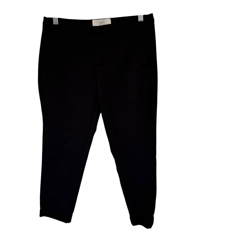 Joie Park Slim Trousers Women 8 Black Excellent Cuffed Ponte Stretch Pants